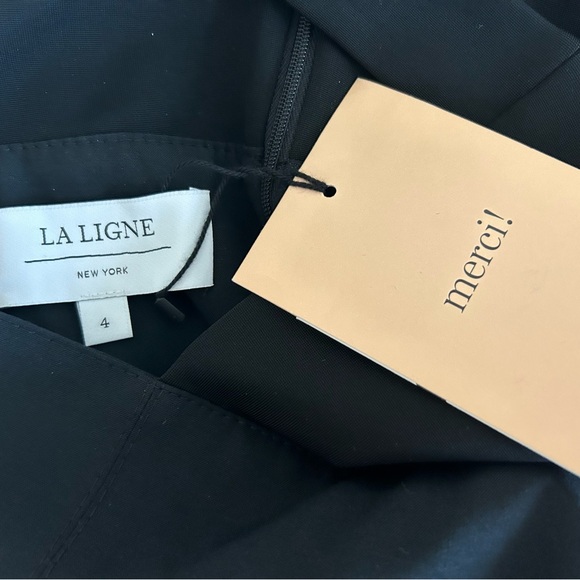 La Ligne Zelda Black Open-back Dress Wool-blend Accordion Pleated Skirt Size 4 - Picture 9 of 12